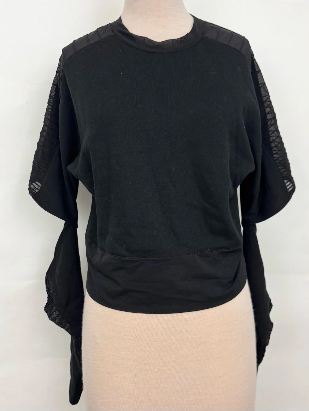 Alo Yoga Womens Trend Long Split Sleeve Top mesh Cropped Large